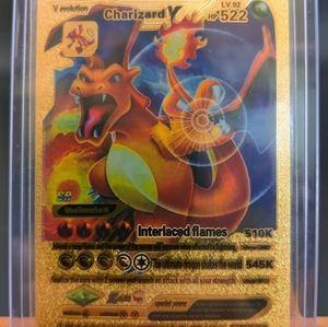 Interlaced Flames Charizard V Gold Foil FanArt Pokémon Card LV. 9…